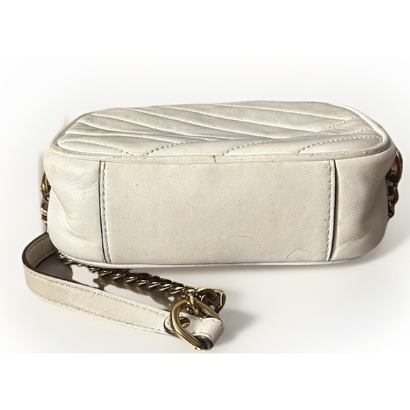 Tory Burch Kira Chevron Quilted Camera Bag Ivory Leather Gold - Picture 5 of 8